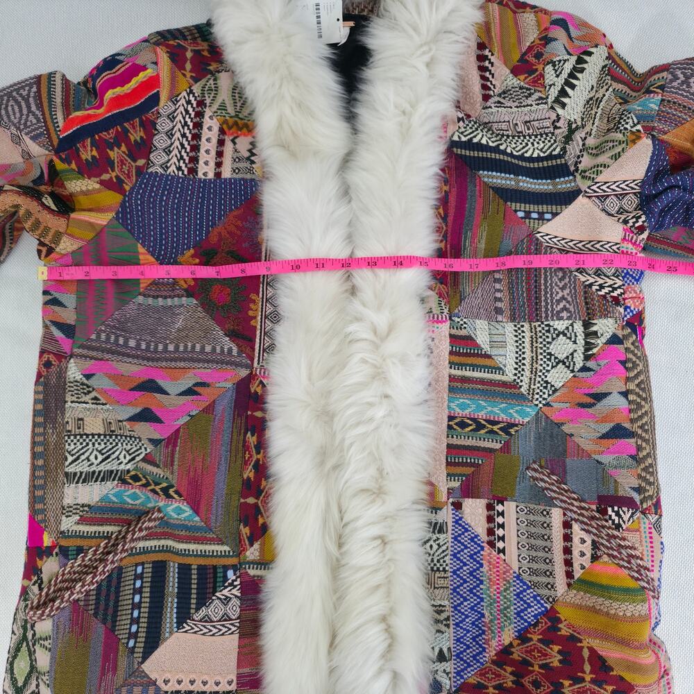 Free People Caravan Patchwork Shearling Trim Coat Sz M NWT - Picture 6 of 11